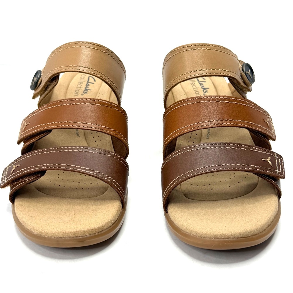 Clarks Collection Women's Emily2 Adella Block Heel Sandals Brown Multi 8W NWT